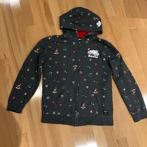 VEUC/Like New Full Zip Roots Winter Themed Hoodie Unisex - size XXL (13/14)